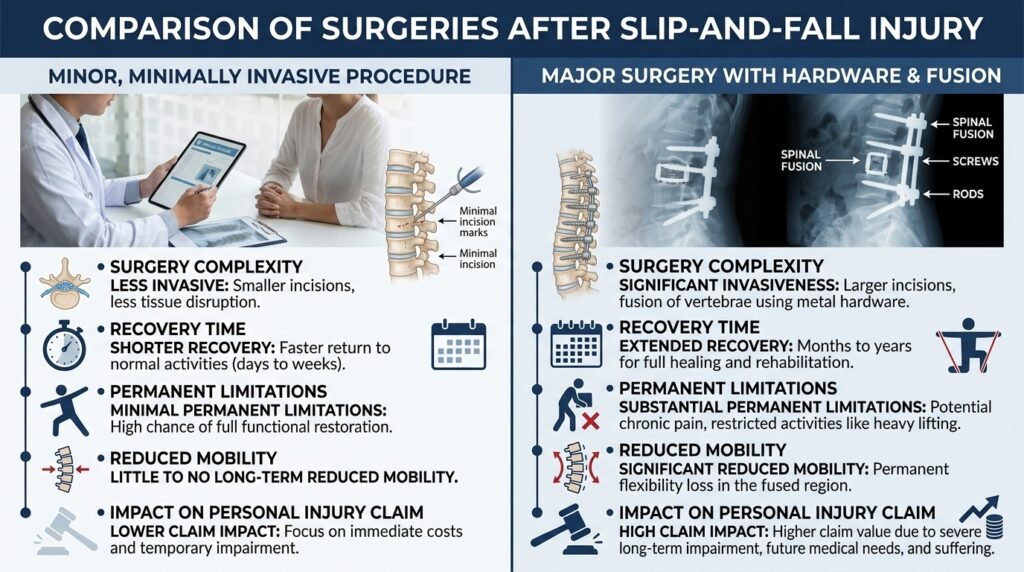 slip and fall settlements with surgery